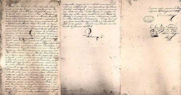 Documento que autorizava a abertura dos portos em 1808.