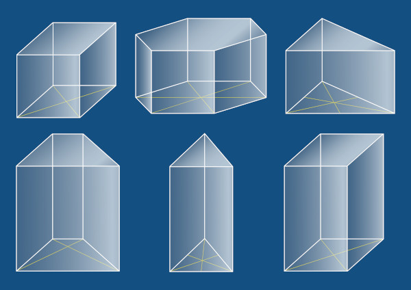 Os prismas podem ter diferentes formatos.