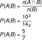 Resolução de questão utilizando a fórmula da probabilidade condicional de uma funcionária calçar 38.