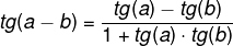 Fórmula para calcular a tangente da diferença.