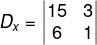 Cálculo de valor de Dx em sistema linear 2x2