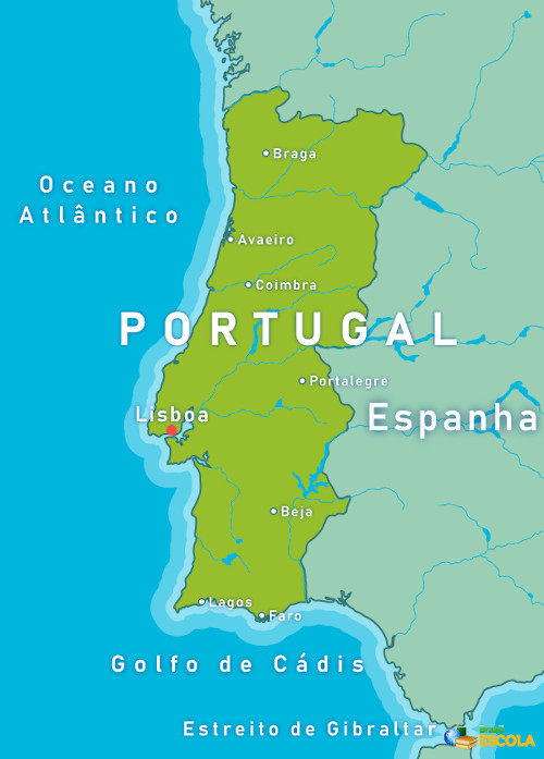 Mapa de Portugal.