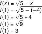 Resolução da função f(x) com substituição do primeiro x por 1 e do segundo por -4.