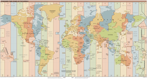 O mundo se divide em 24 fusos horários, tendo como referência o Meridiano de Greenwich.
