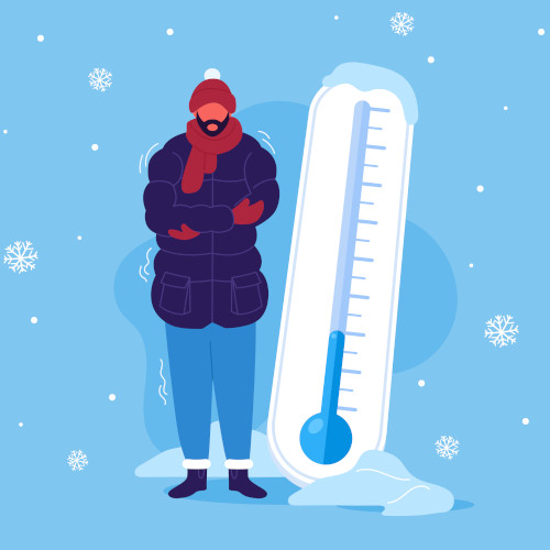 ilustração pessoa usando roupa de frio