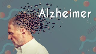 Escrito"Alzheimer" próximo a uma representação do esquecimento provocado pelo Alzheimer.