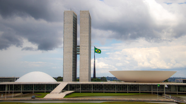 Vista da frente do Congresso Nacional, em Brasília