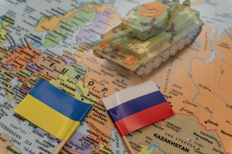 Rússia e Ucrânia bandeiras