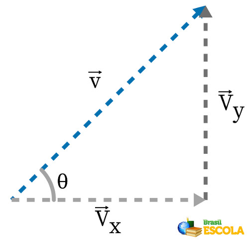 Representação do triângulo retângulo formado na decomposição vetorial.