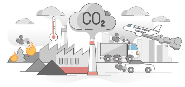 Ilustração traz formas de lançamento de dióxido de carbono na atmosfera