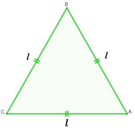 Ilustração de um triângulo equilátero.