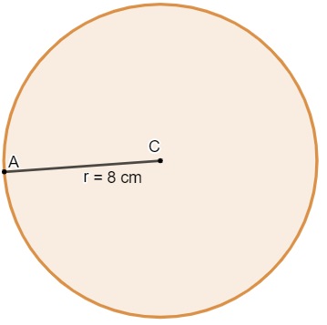  Ilustração de uma circunferência com 8 cm de raio.