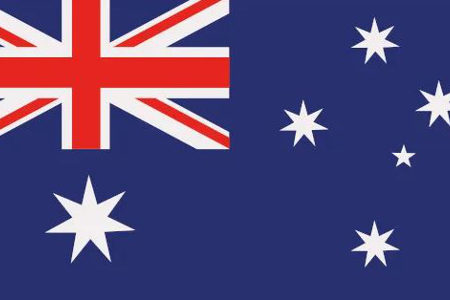 Bandeira da Austrália, nas cores azul, vermelha e branca.