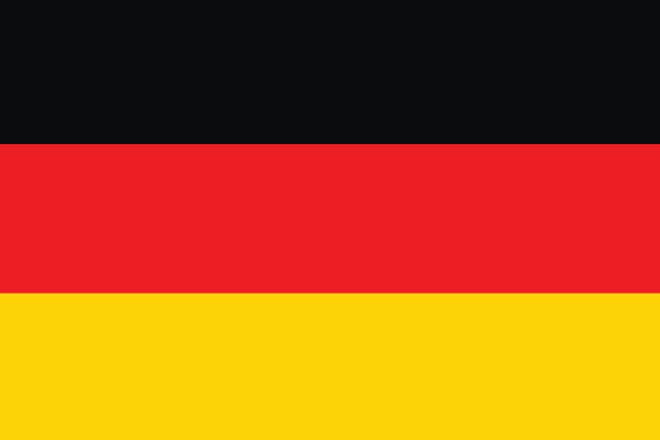 Bandeira da Alemanha, composta pelas cores preta, vermelha e dourada.