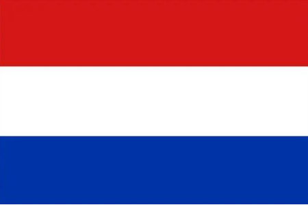 Bandeira da Holanda, nas cores vermelha, branca e azul.