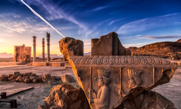 Detalhes das ruínas de Persépolis, no Irã.