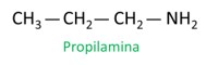 Estrutura química da propilamina.