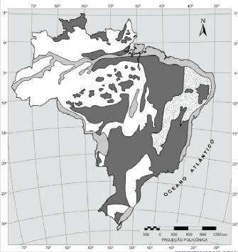 Mapa representando a classificação do relevo do território brasileiro.