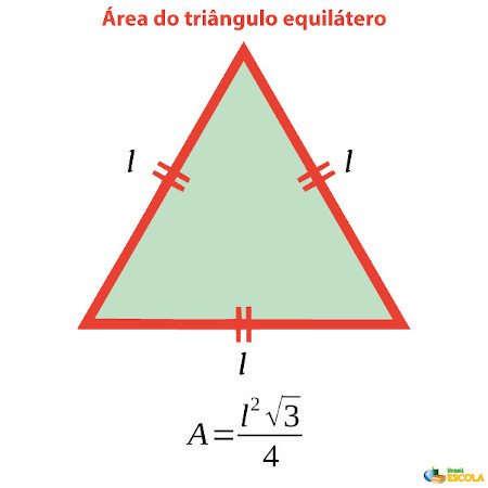 Fórmula da área do triângulo equilátero.
