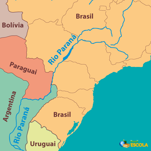 Mapa do rio Paraná.