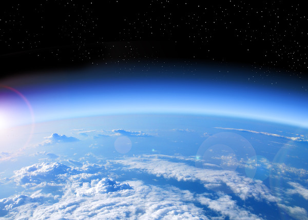 Vista da atmosfera, camada gasosa que envolve a Terra.