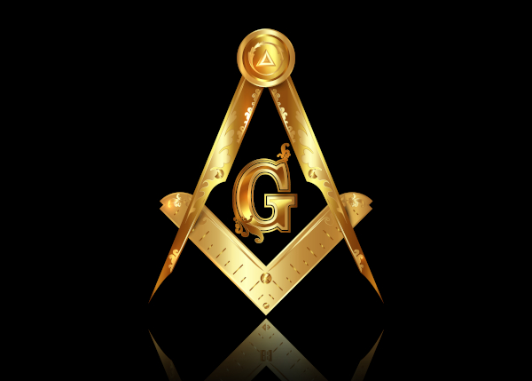 Esquadro e compasso associados à letra G: um famoso símbolo da maçonaria.