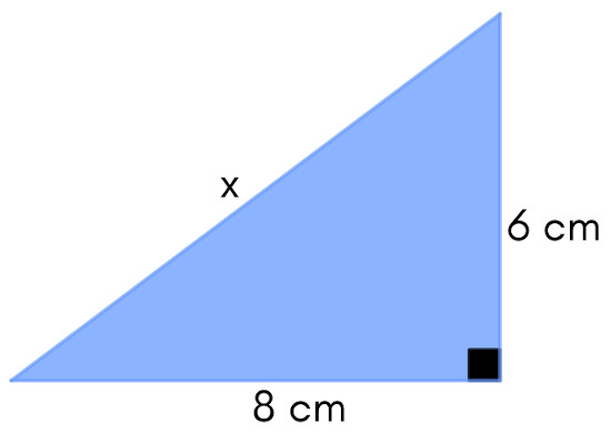  Ilustração de um triângulo retângulo para determinação do seu lado desconhecido por meio do teorema de Pitágoras.