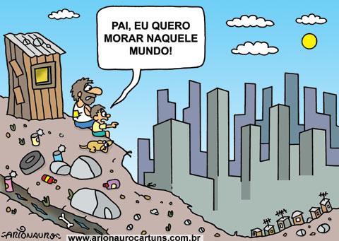 Cartum de Arionauro em uma questão da UFU sobre a urbanização brasileira.