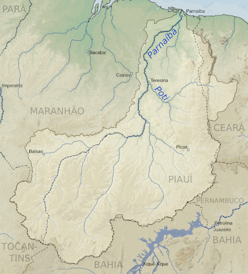  Mapa com localização do rio Parnaíba.