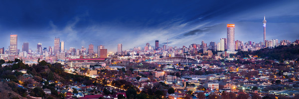 Vista panorâmica da cidade de Johanesburgo, na África do Sul.
