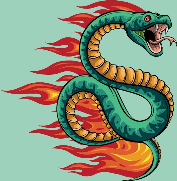 Ilustração do boitatá (cobra de fogo), personagem de uma das lendas mais famosas do folclore brasileiro.