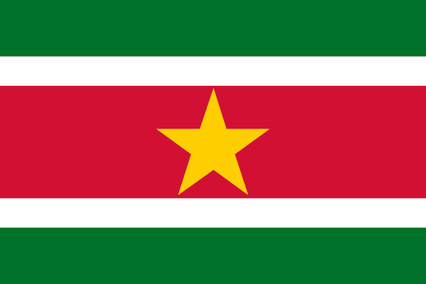 Bandeira do Suriname, país da América do Sul.