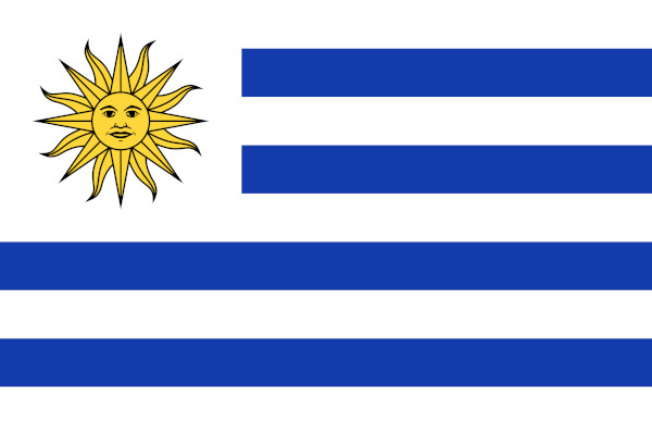 Bandeira do Uruguai, país da América do Sul.