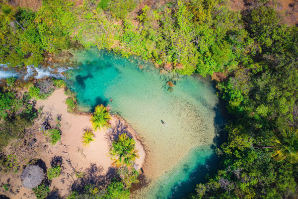 Vista superior de uma área do Parque Estadual do Jalapão, em Tocantins, um dos focos do turismo no Brasil.