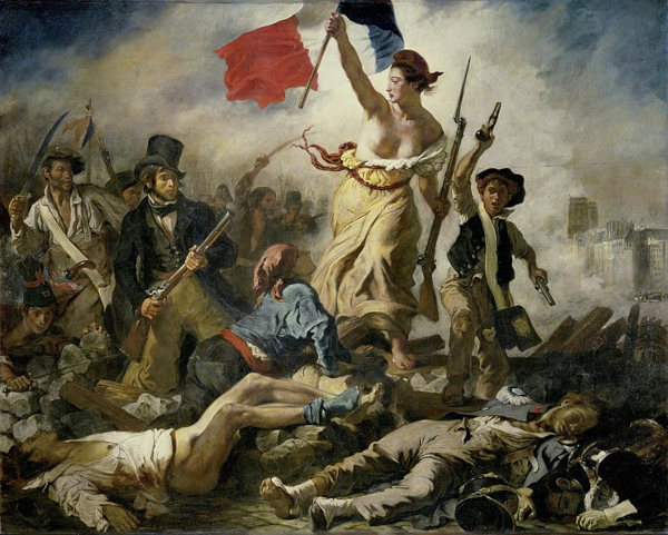 Quadro “A Liberdade guiando o povo” em referência à definição de nacionalismo.