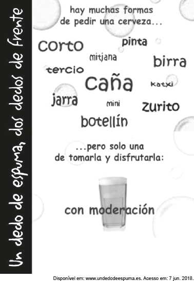 Campanha publicitária sobre consumo moderado de cerveja em uma questão presente na prova de espanhol do Enem/PPL 2020.