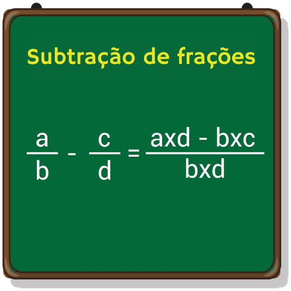 Fórmula do método prático para subtração de frações.