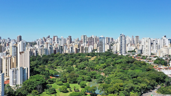 Vista de uma região arbórea localizada na cidade considerada a capital mais verde do Brasil, um aspecto importante da história de Goiânia.