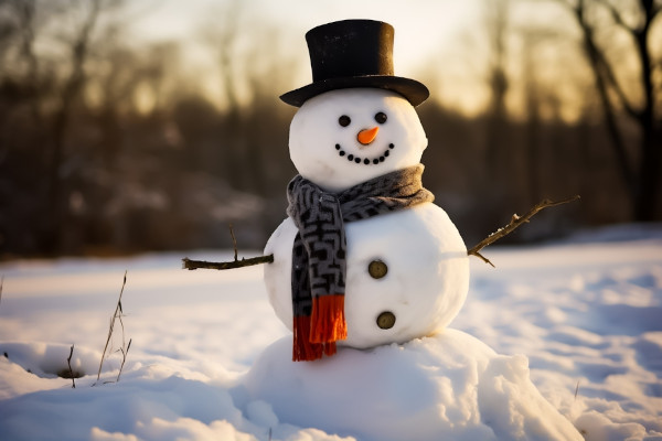 Boneco de neve, um dos principais símbolos do Natal celebrado no Hemisfério Norte. Título: boneco-neve