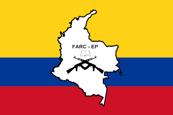 Bandeira das Farc (Forças Armadas Revolucionárias da Colômbia).