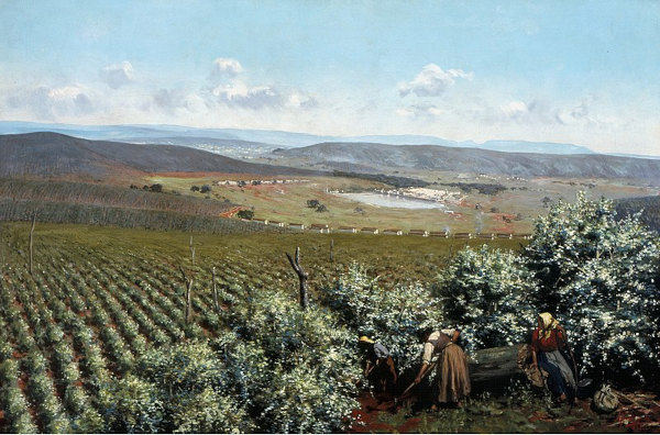 “A Florada”, de Antonio Ferrigno, representando uma plantação de café, na época do “ciclo do café”, no Brasil.[1]
