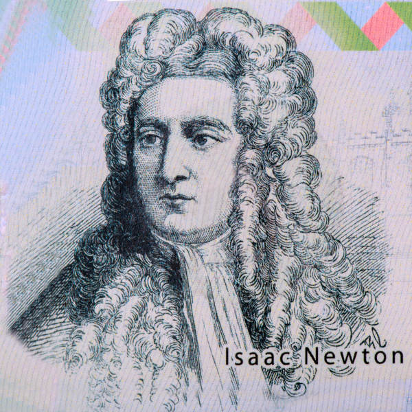 Ilustração representando Isaac Newton em texto sobre alquimia.