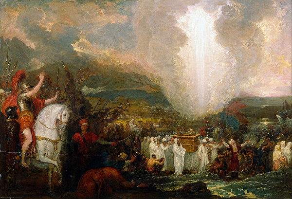 Pintura de Benjamin West retratando Josué passando o Rio Jordão com a Arca da Aliança.