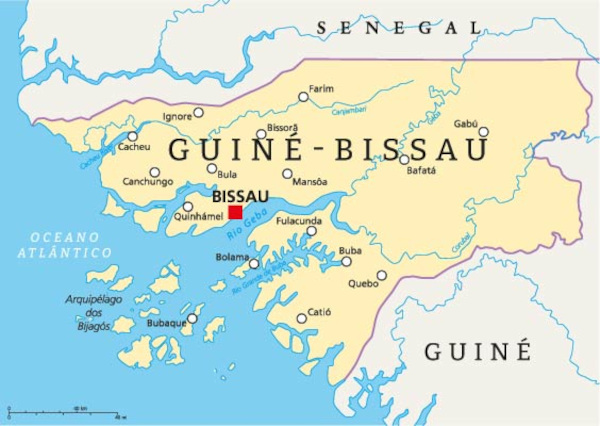 Mapa de Guiné-Bissau.