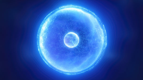 Círculo azul representando o raio atômico.