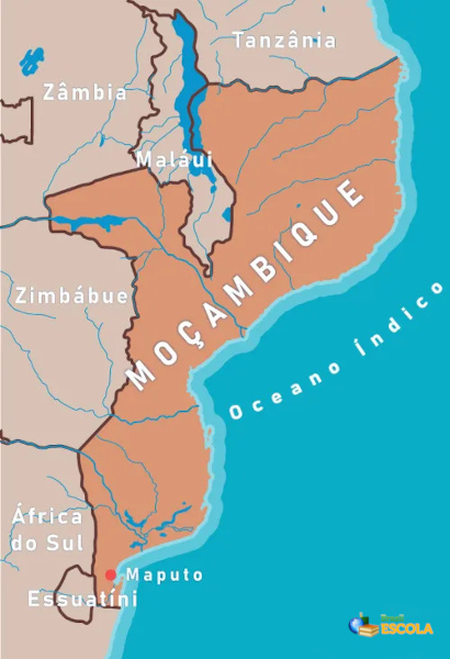 Mapa de Moçambique.
