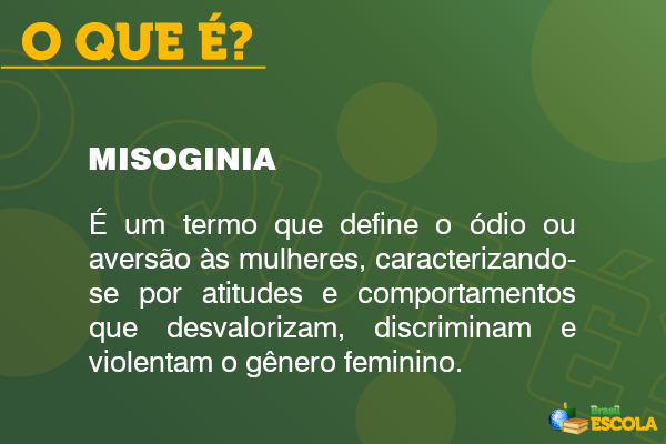 Definição do que é misoginia sobre fundo roxo.