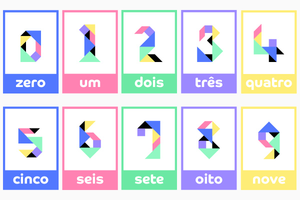 Representação dos números criados no tangram.