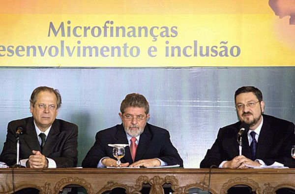 José Dirceu, Luiz Inácio Lula da Silva e Antônio Palocci em 2003.