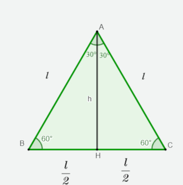 Triângulo equilátero de altura h.